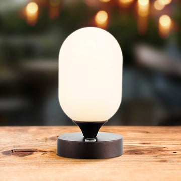 Eli 8" Bohemian Farmhouse Iron Rechargeable Integrated LED Table Lamp - JONATHAN Y